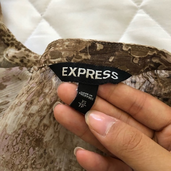 Express Snake Print Button Down Sheer Blouse Top - Picture 5 of 5